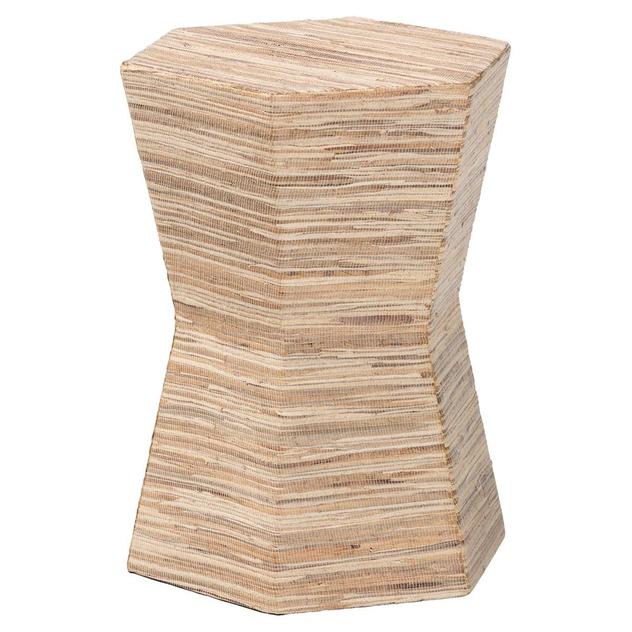 bali & pari Idana Bohemian Woven Grasscloth Hourglass End Table