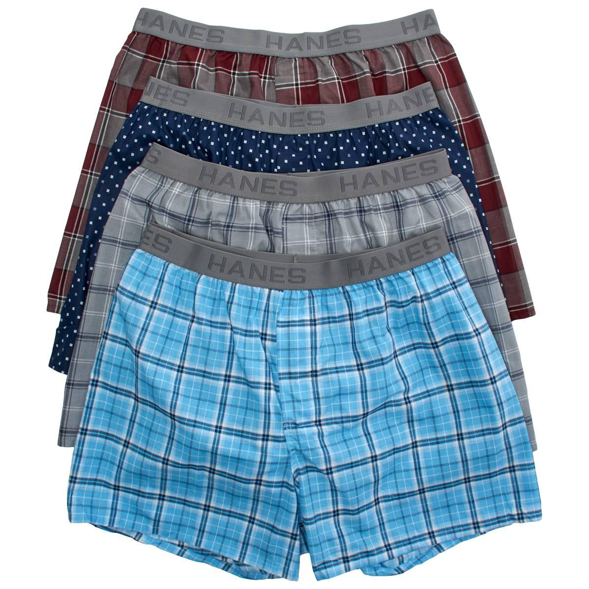 Mens Hanes(R) Ultimate 4 Pk. Core Woven Boxers - Blue/Multi