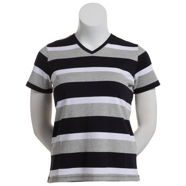 Womens Hasting & Smith Short Sleeve Striped V-Neck Tee