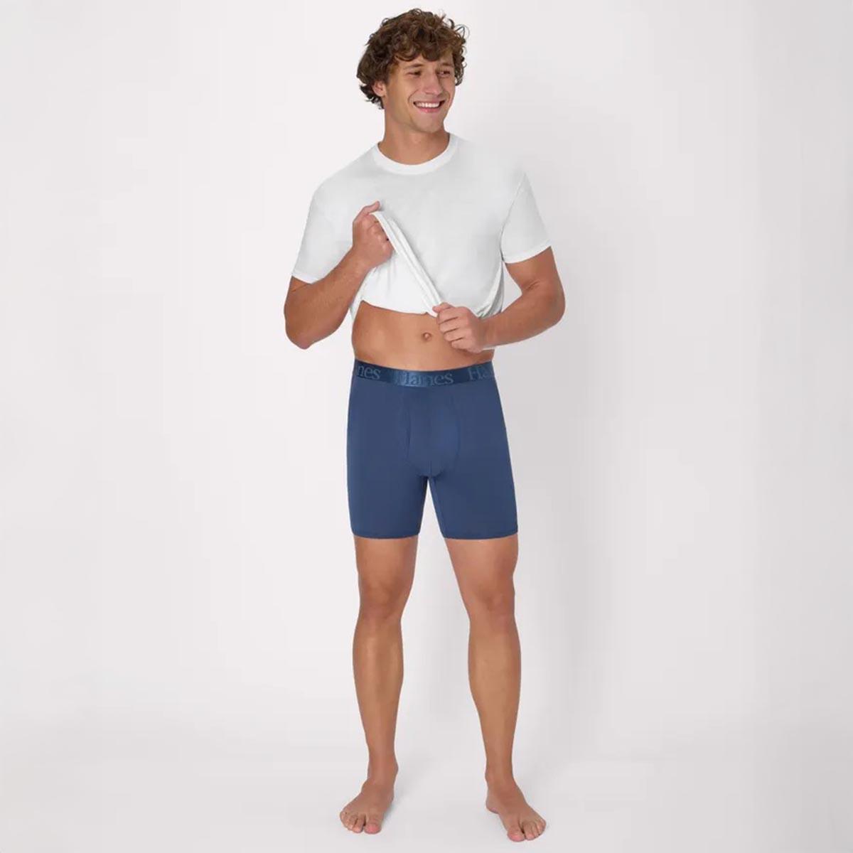 Mens Hanes® Originals 3pk. Supersoft Boxer Briefs-Light Blue/Grey