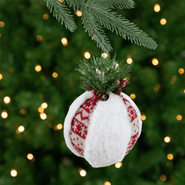 Northlight Faux Fur & Nordic Christmas Ball Ornament - 8in.
