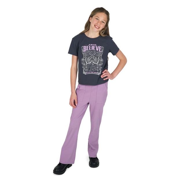 Girls (7-12) Tween Diva Believe Tee w/ Foldover Flare Leggings