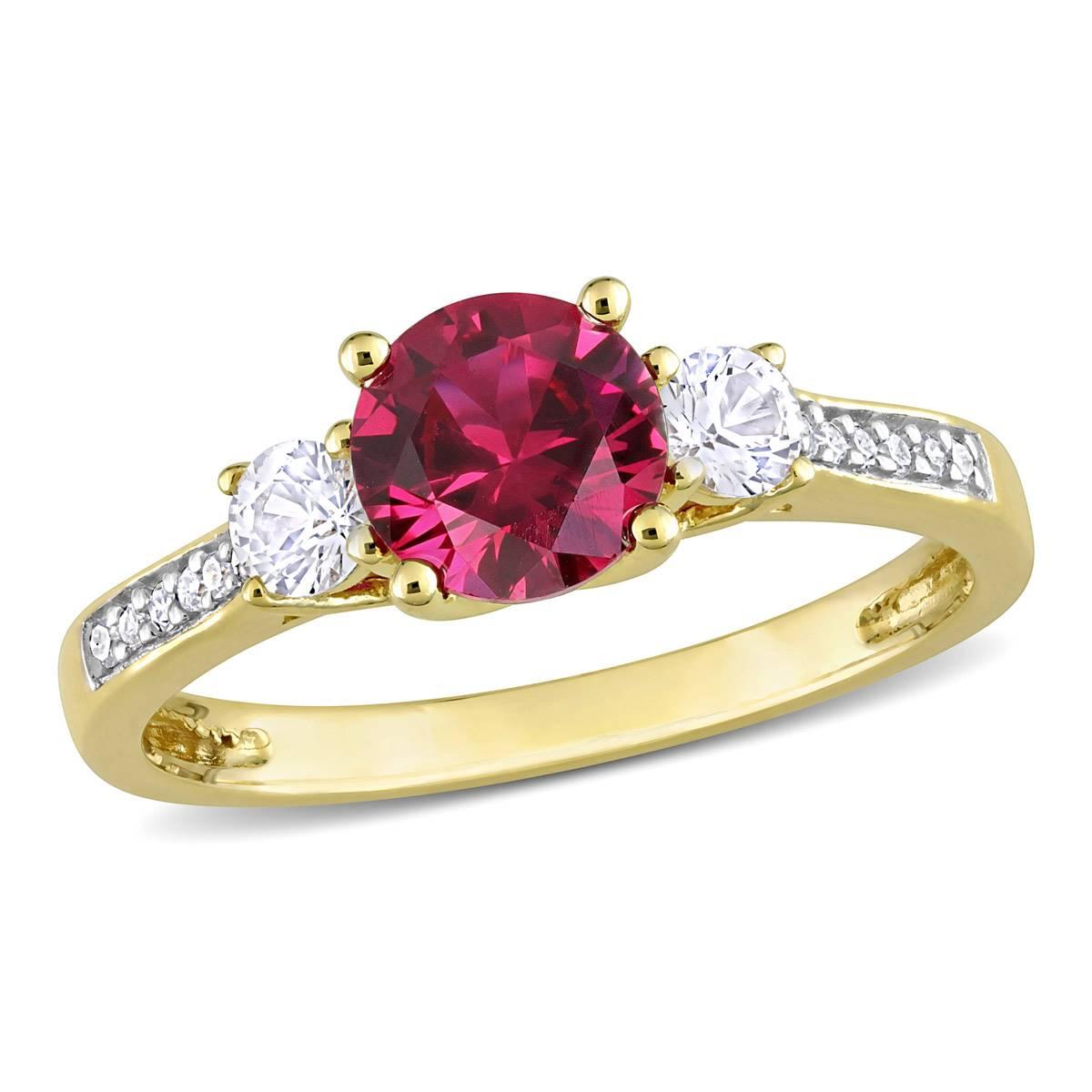 Gemstone Classics(tm) White Sapphire & Lab Created Ruby Ring