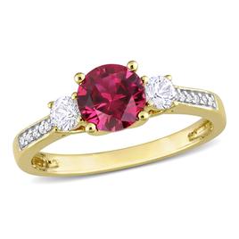 Gemstone Classics(tm) White Sapphire & Lab Created Ruby Ring