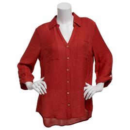 Juniors A. Byer Gauze Button Up Blouse