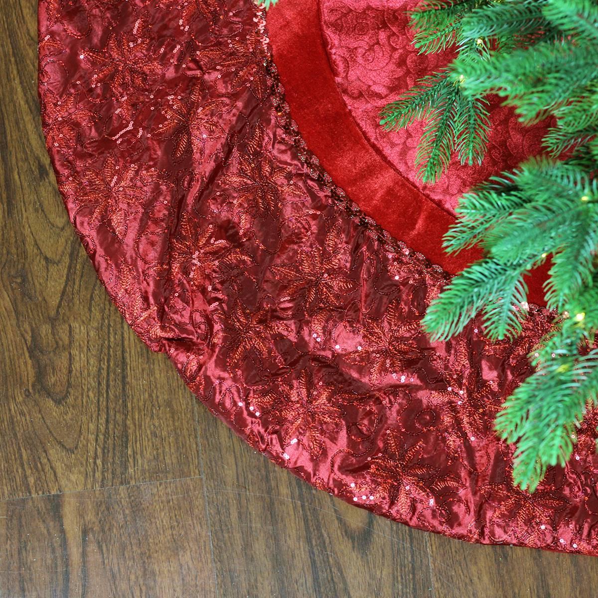 Northlight Seasonal 60in. Embroidered Poinsettia Tree Skirt