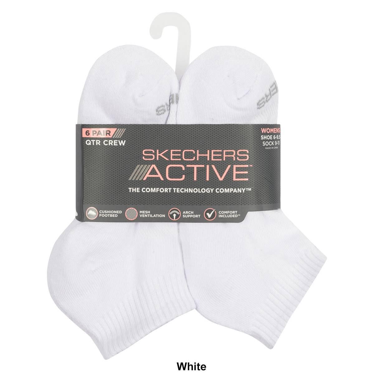 Womens Skechers 6pk. 1/2 Terry Quarter Crew Athletic Socks