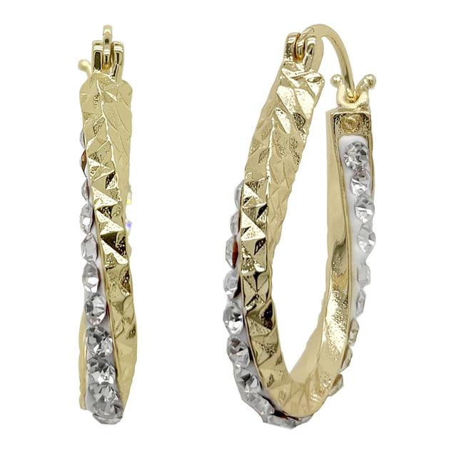 Marsala 14kt. Gold Plated Crystal Hoop Earrings