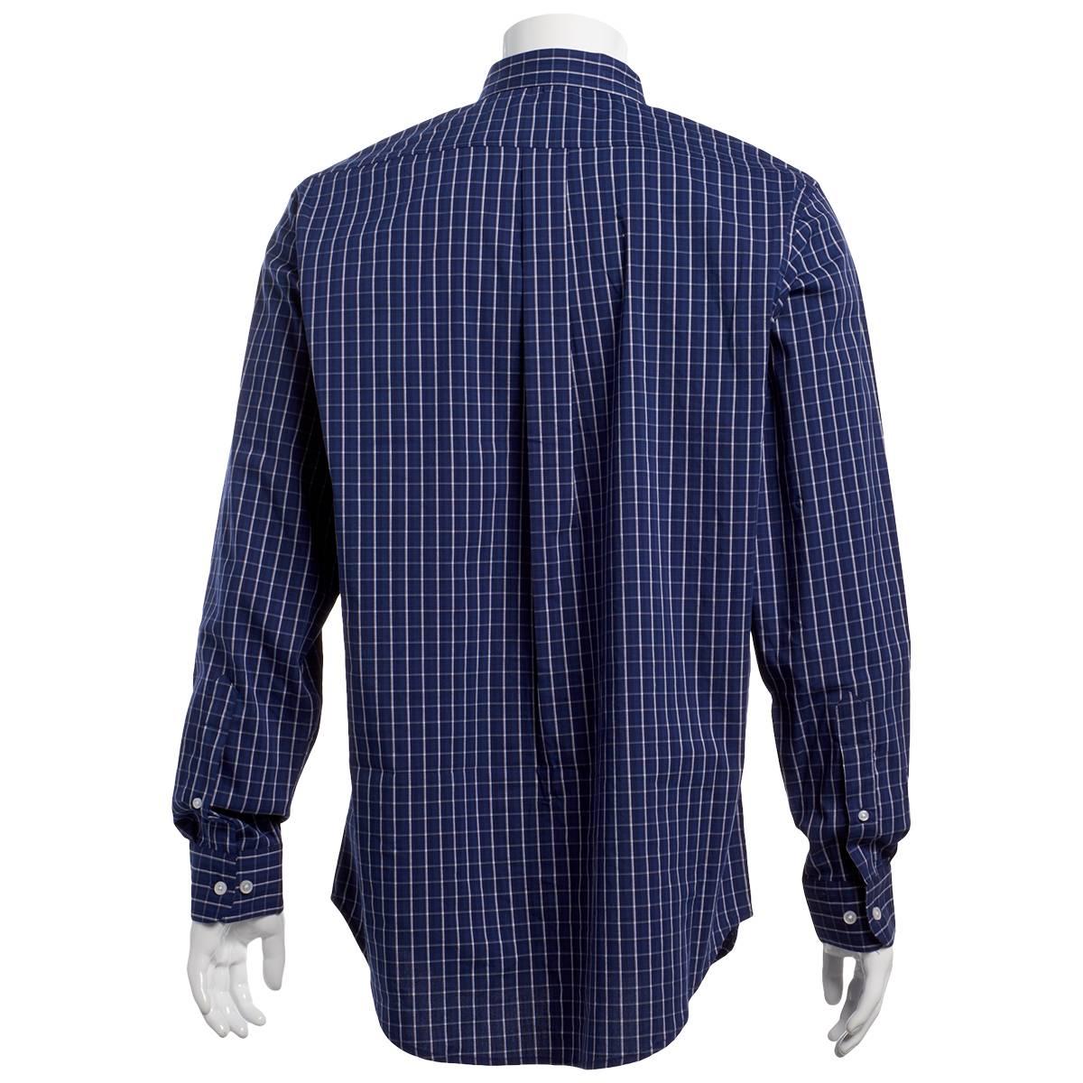 Mens Preswick & Moore® Long Sleeve Plaid Dress Shirt - Navy