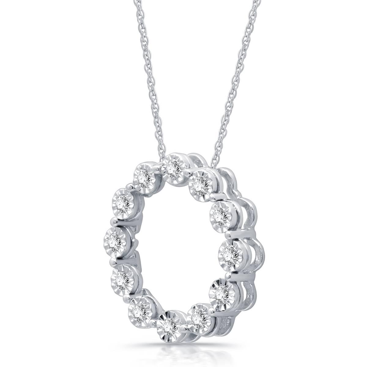 Nova Star® Sterling Silver Lab Grown Diamond Circle Pendant
