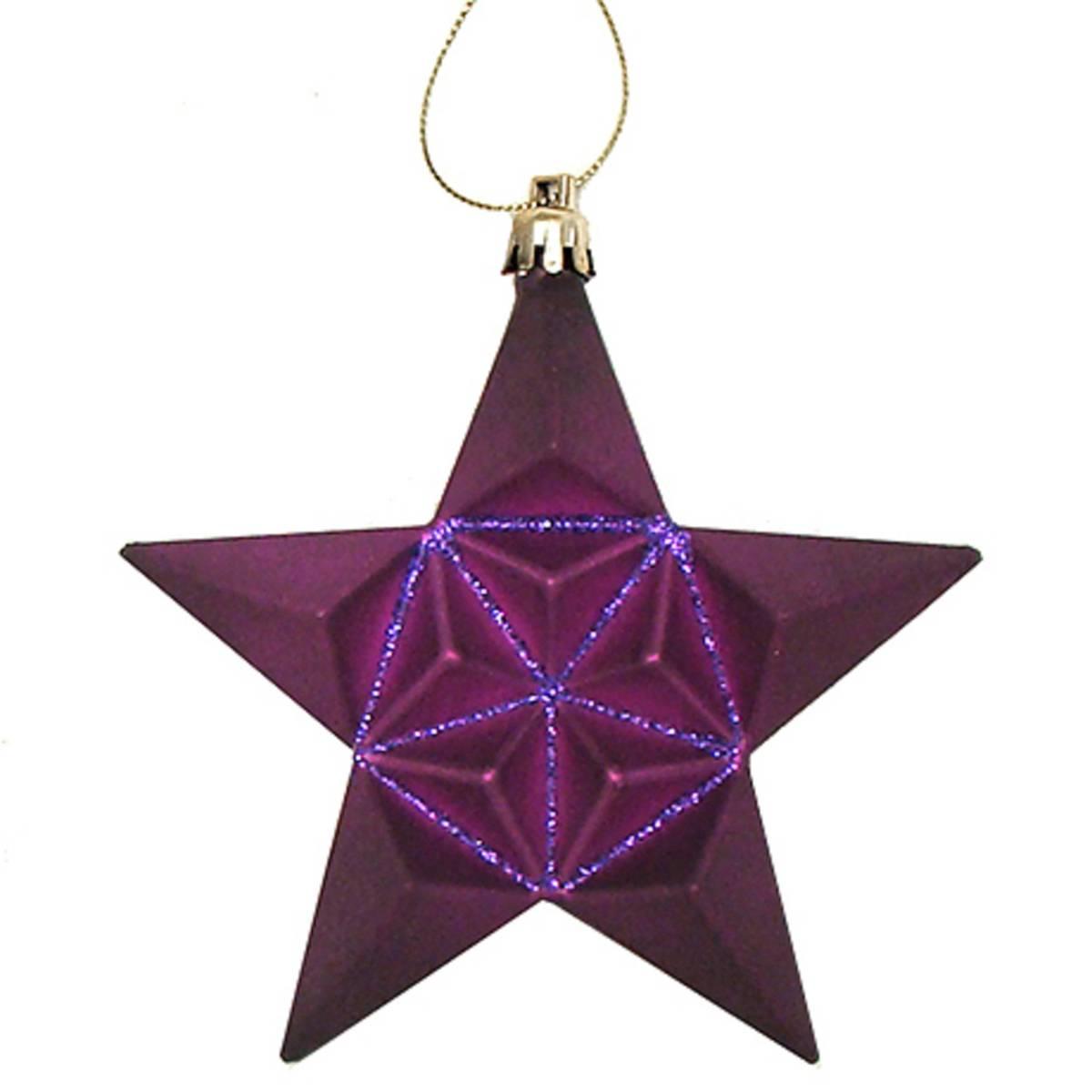 DAK 12ct. Purple Shatterproof 2-Finish Star Christmas Ornaments