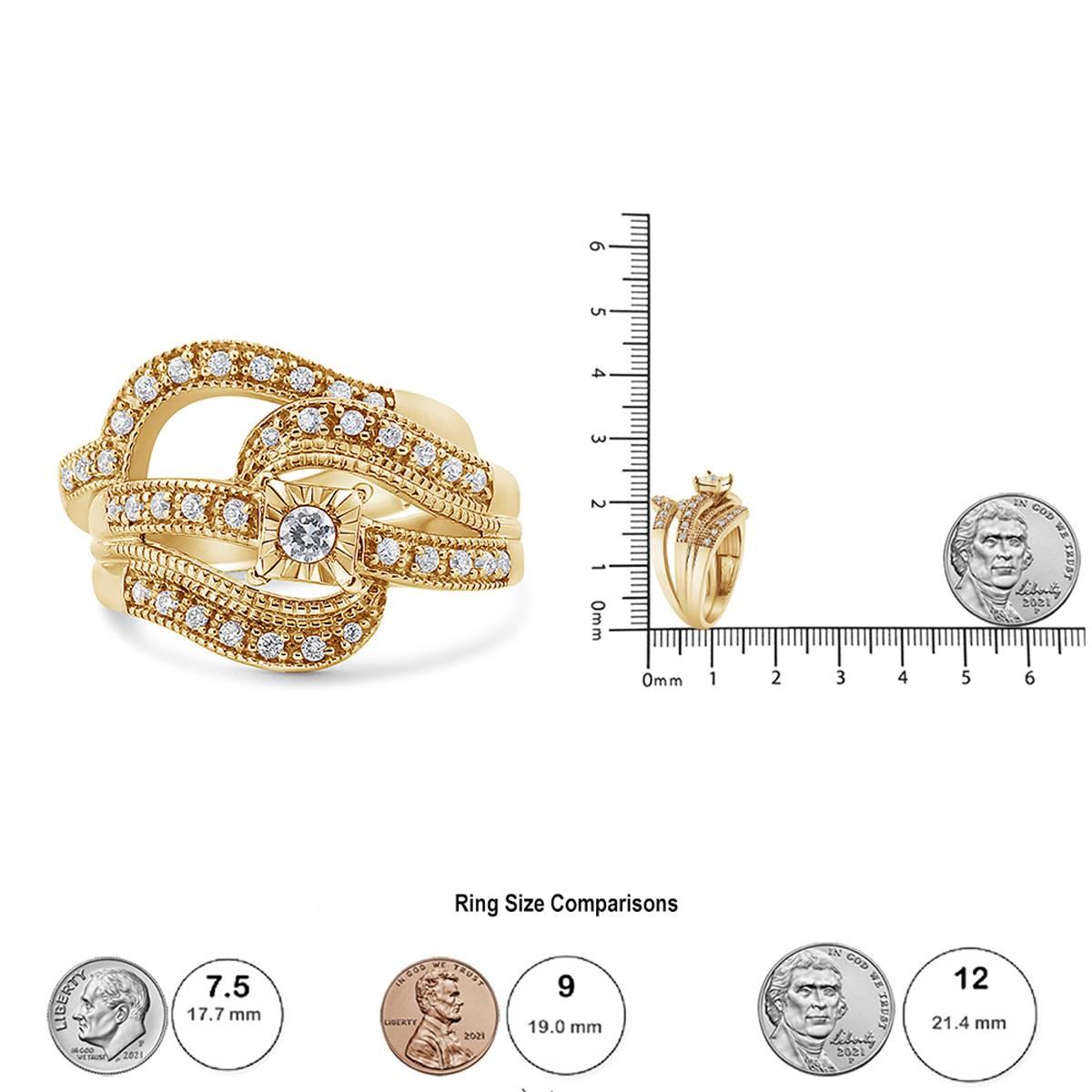 Haus of Brilliance 14kt. Gold Plated 1/3ctw. Diamond Bridal Set