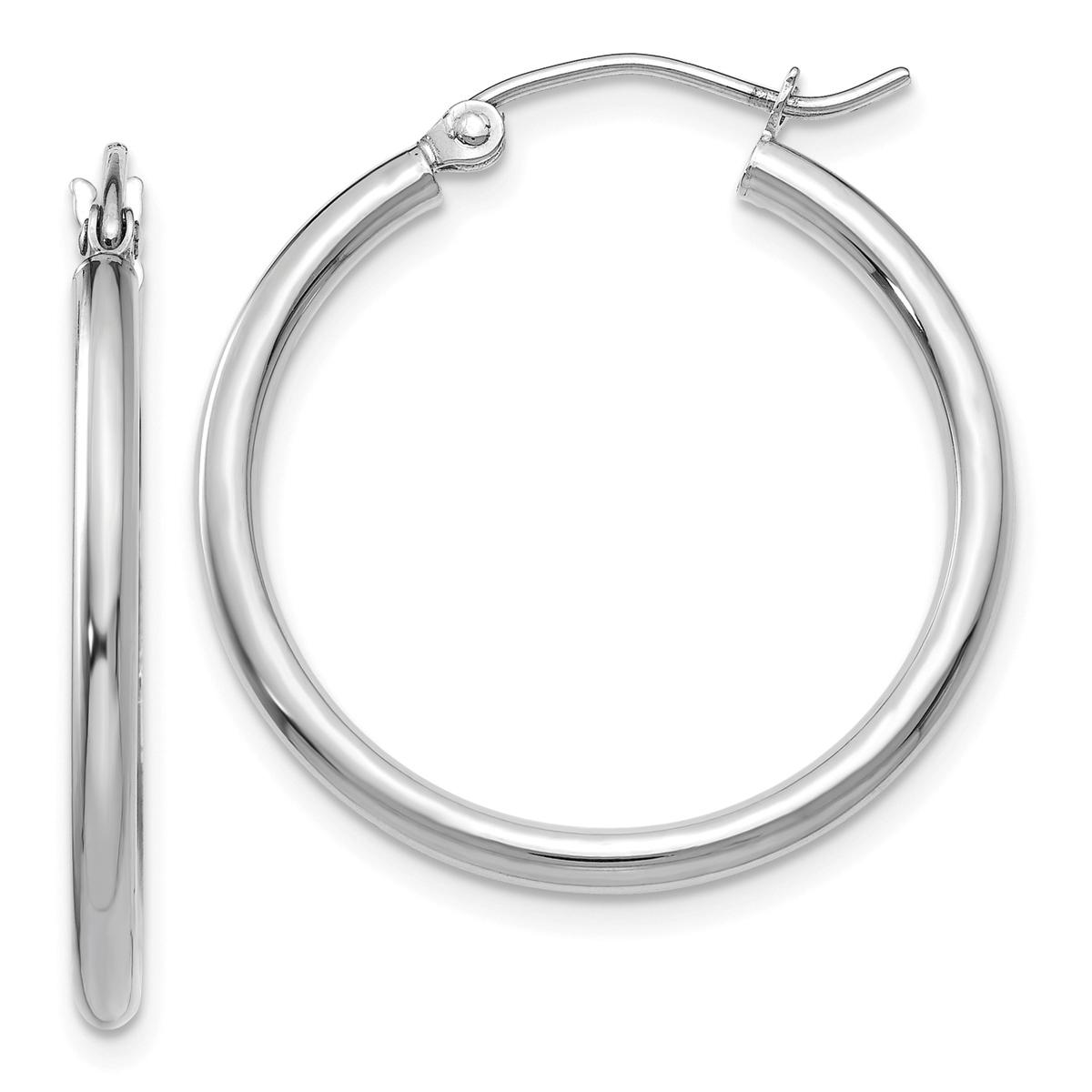 Gold Classics(tm) 14kt.White Gold 25mm Hoop Tube Earrings