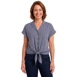 Womens Adrianna Papell Extend Sleeve Tie Front Geometric Blouse