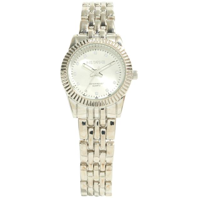 Womens Instatime Silver-Tone Coin Edge Bracelet Watch - PT10195