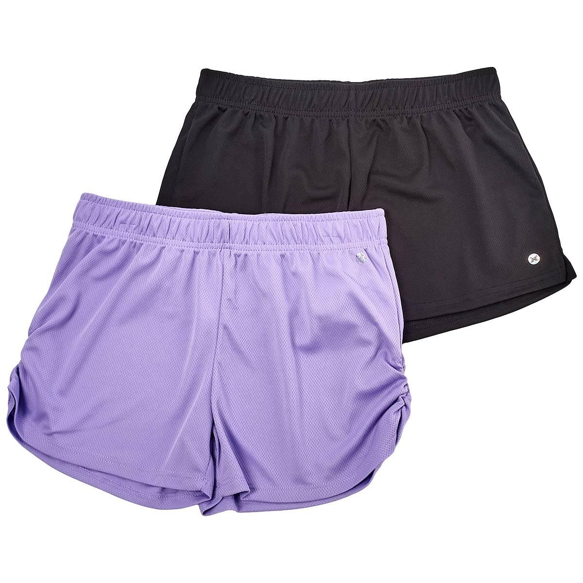 Girls (7-16) RBX 2pk. Ruched Mesh Shorts - Lilac Breeze