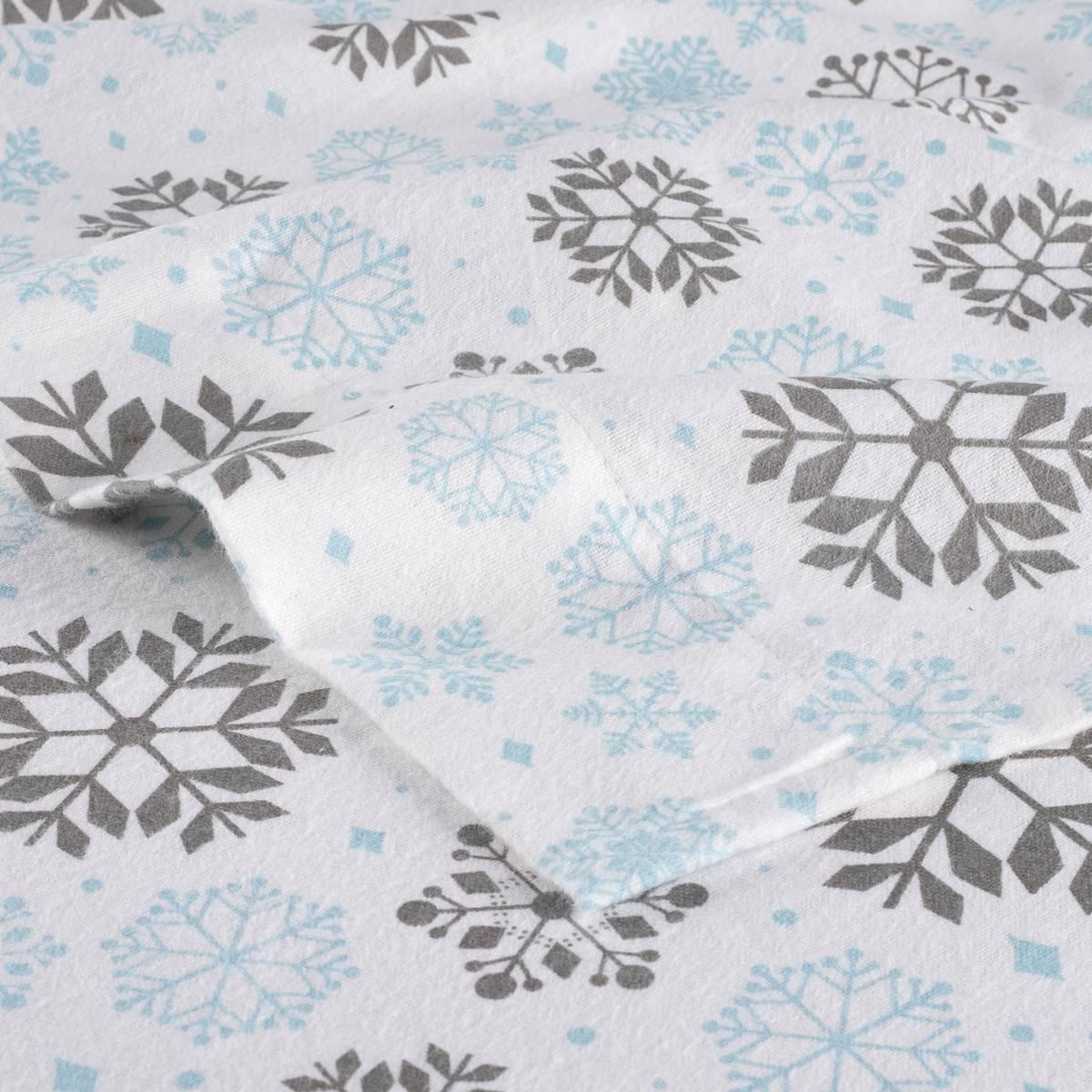 Kathy Ireland 100% Turkish Cotton Flannel Snowflakes Sheet Set