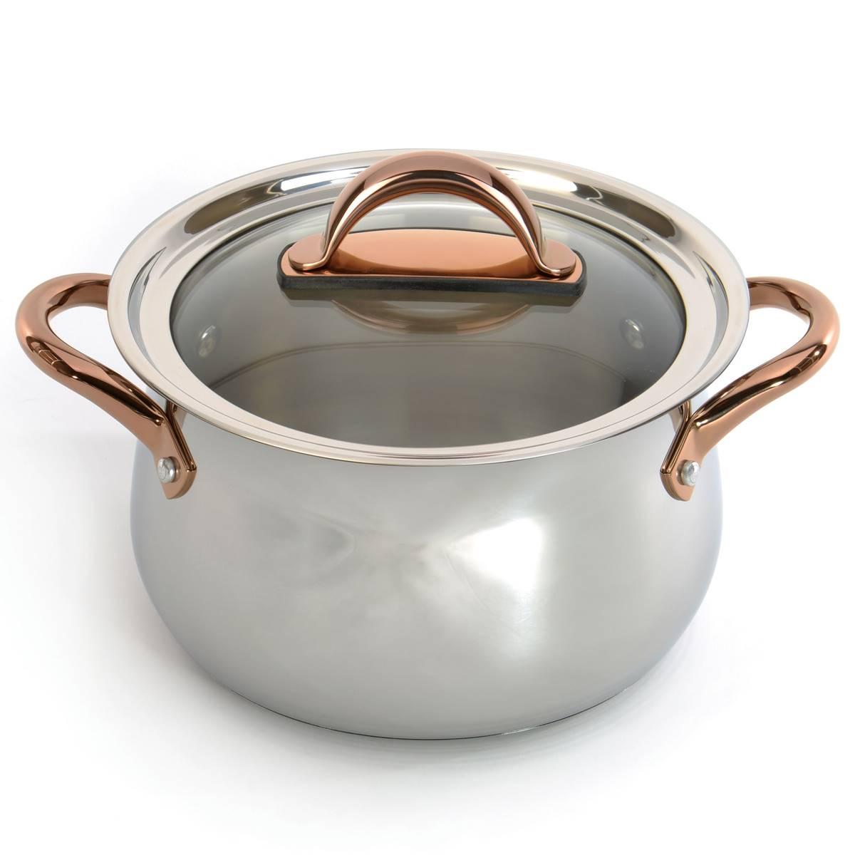 BergHOFF Ouro Stainless Steel Stockpot 8in. w/ Glass Lid
