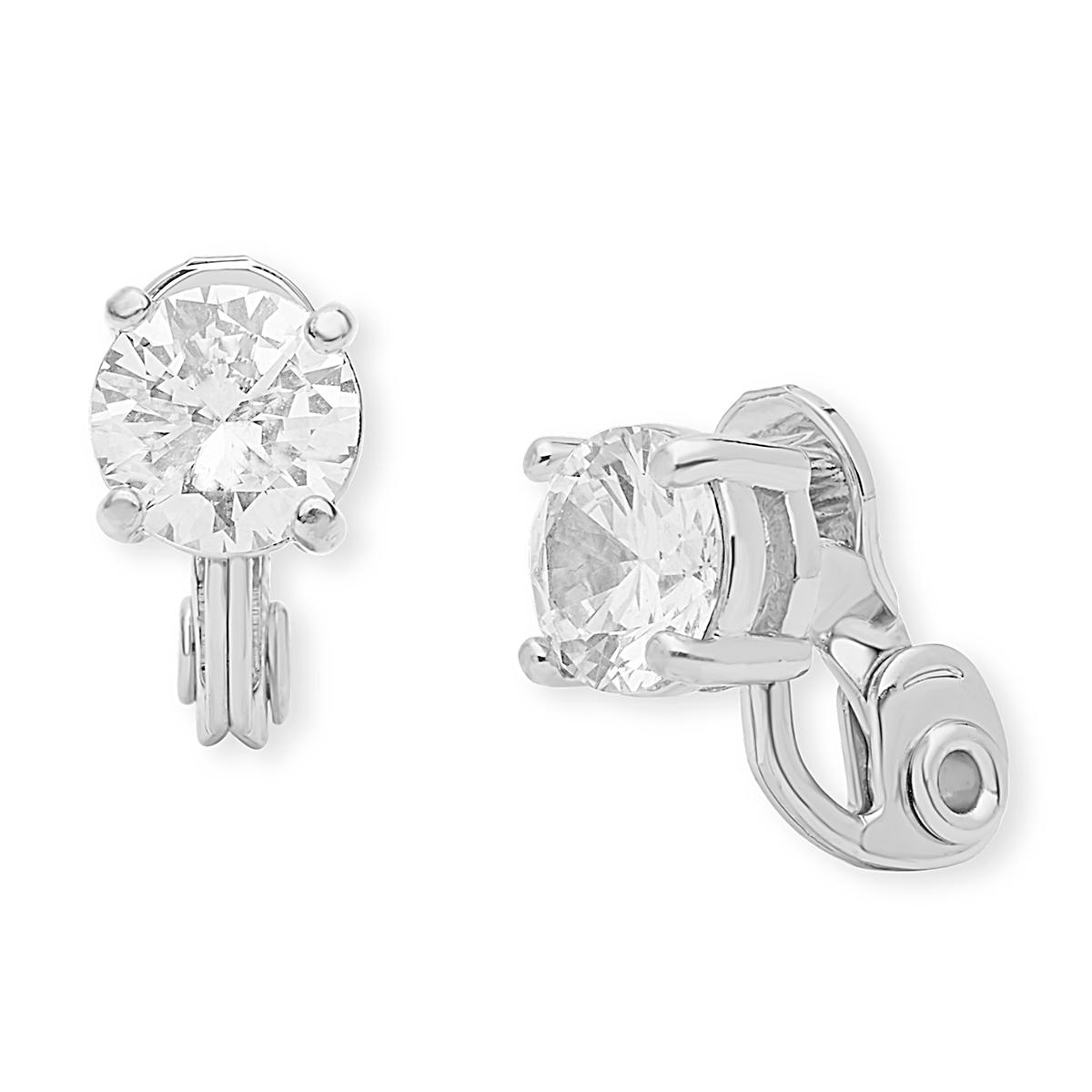 Anne Klein Cubic Zirconia EZ Comfort Clip On Stud Earrings