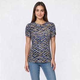Petite Anne Klein Short Tulip Sleeve Crew Neck Dot Blouse