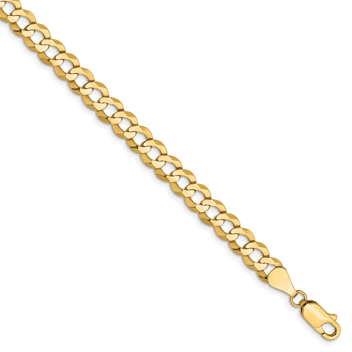 Mens Gold Classics(tm) 5.9mm. Solid Polished Light Cuban Bracelet