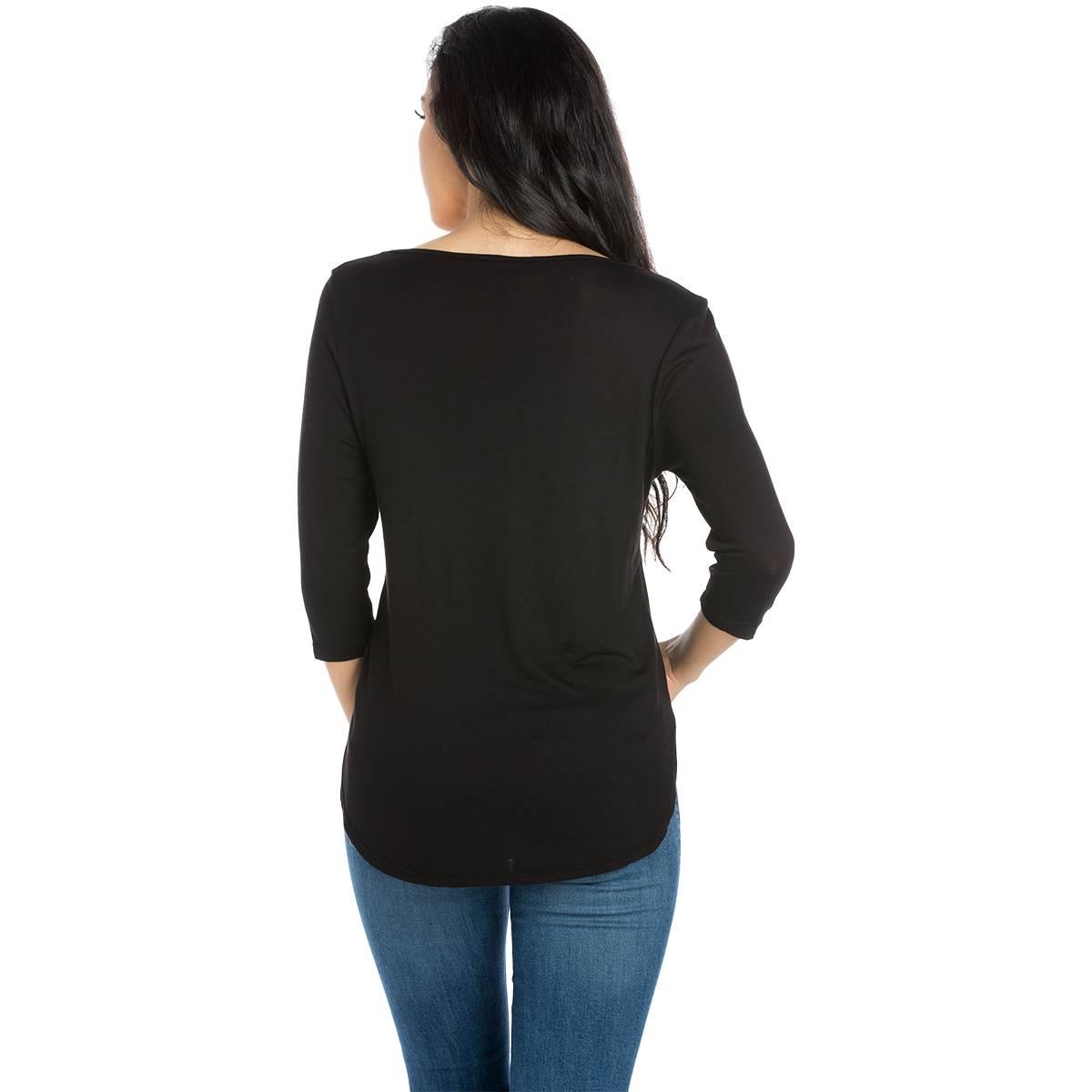 Womens 24/7 Comfort Apparel Criss Cross Neck Tee