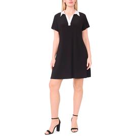Plus Size MSK Short Sleeve Spread Collar Shift Dress