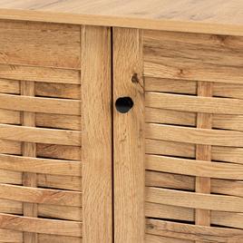 Baxton Studio Winda Oak Brown Wood 3-Door Shoe Cabinet