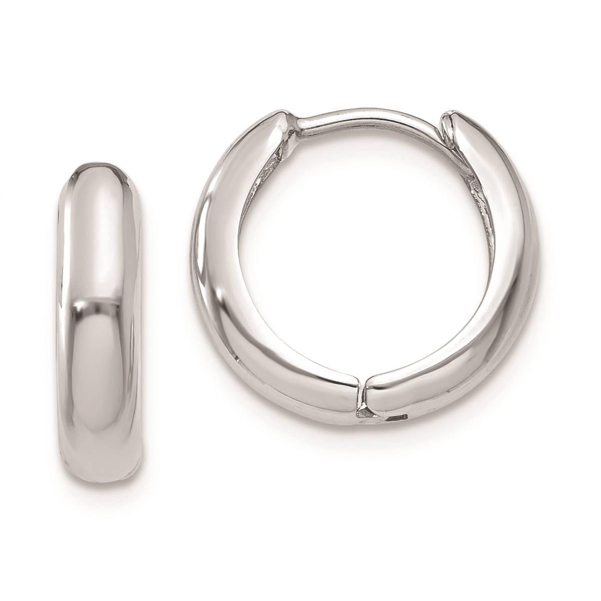 Gold Classics(tm) White Gold Hinged Hoop Earrings