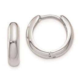 Gold Classics(tm) White Gold Hinged Hoop Earrings