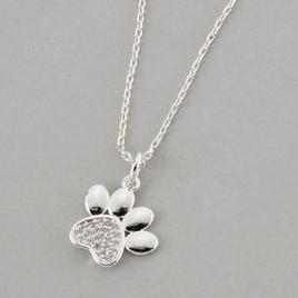 Design Collection Silver-Tone Pave Dog Paw Drop Pendant