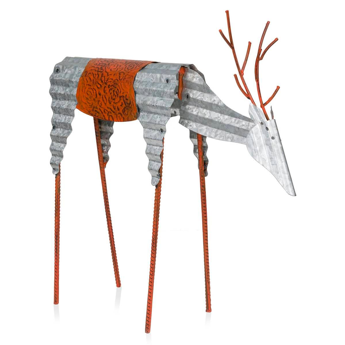 Alpine Metal Rustic Grazing Reindeer Christmas Decor