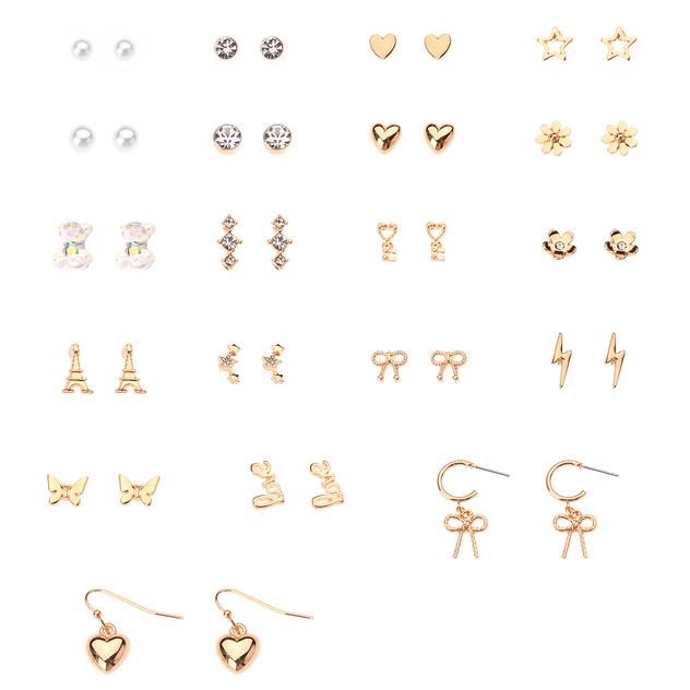 Ashley 20pr. Gold-Tone & Pearl Earrings Set