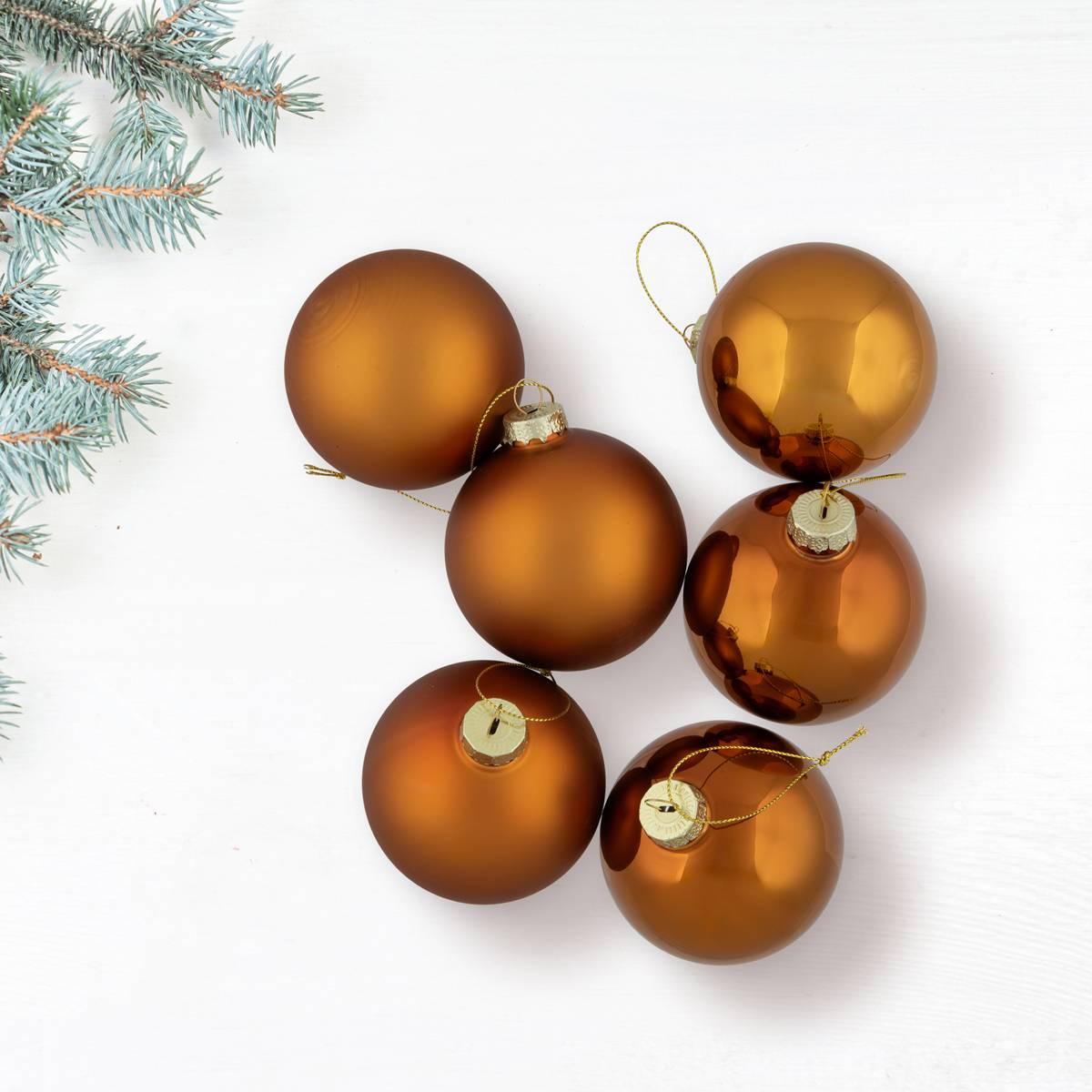 Northlight Seasonal 6pc. Glass 2-Finish Christmas Ornaments