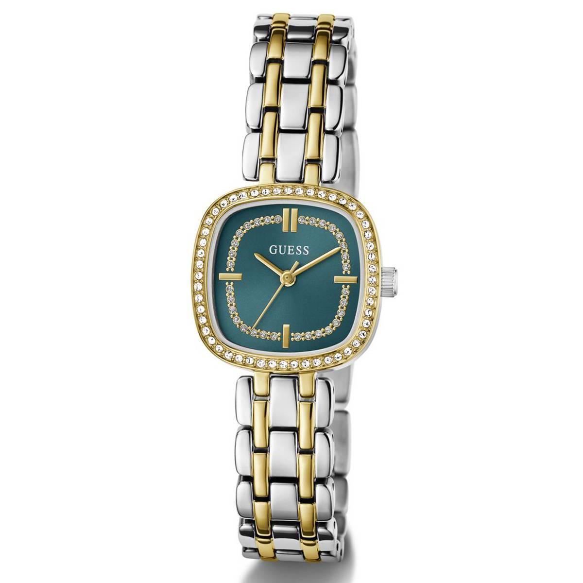 Womens Guess Two-Tone Green Dial Watch - GW1018L6