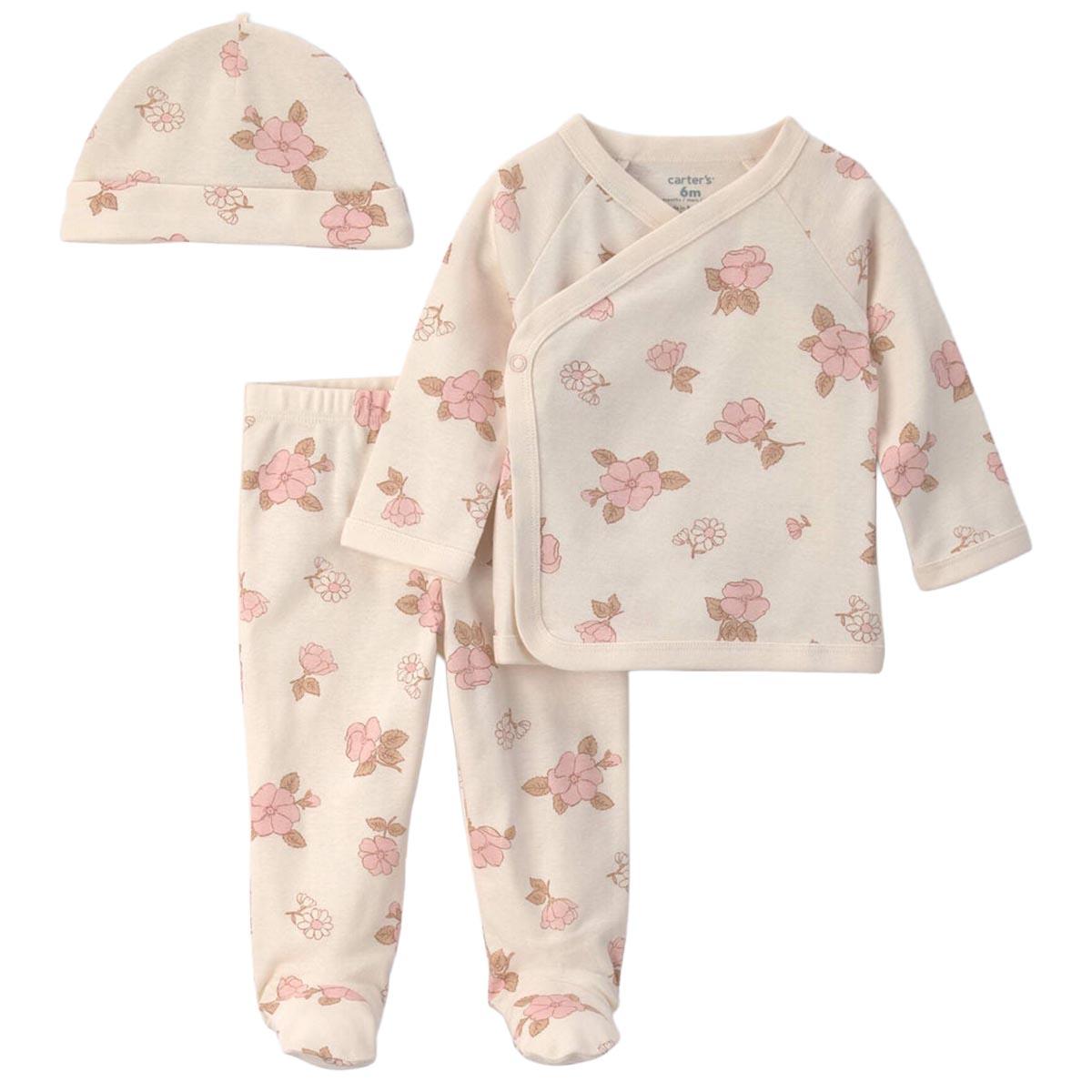 Baby Girl (Preemie-3M) Carter''s Ig Floral Set W/ Hat