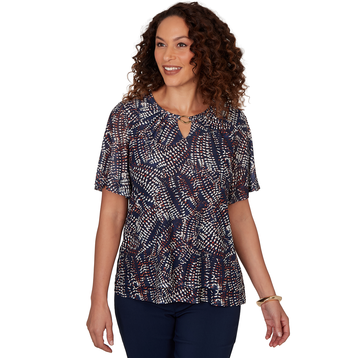 Womens Emaline Summer In The City Short Sleeve Tier Blouse