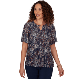 Womens Emaline Summer In The City Short Sleeve Tier Blouse