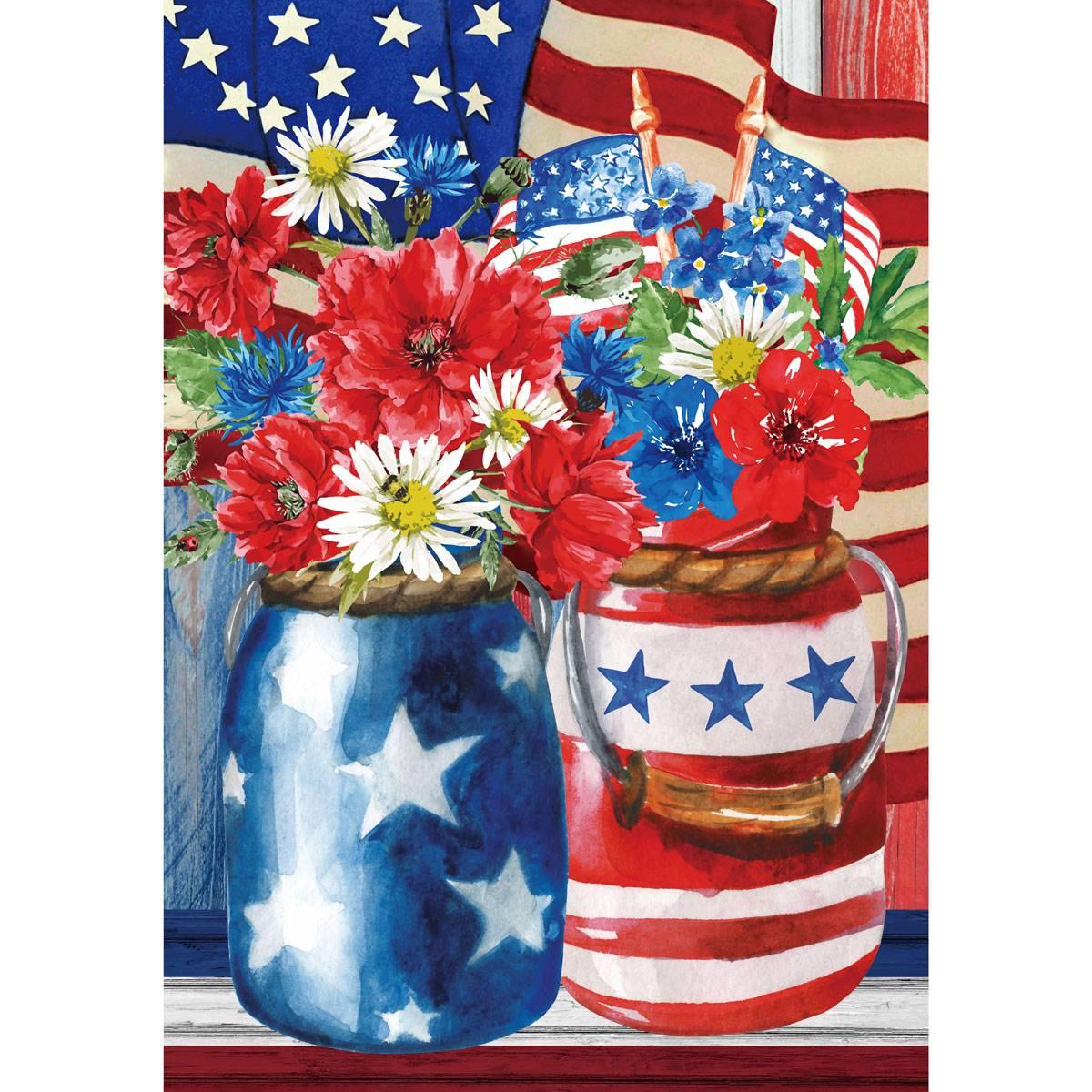 Northlight Seasonal 28in. Americana Floral Bouquet Garden Flag