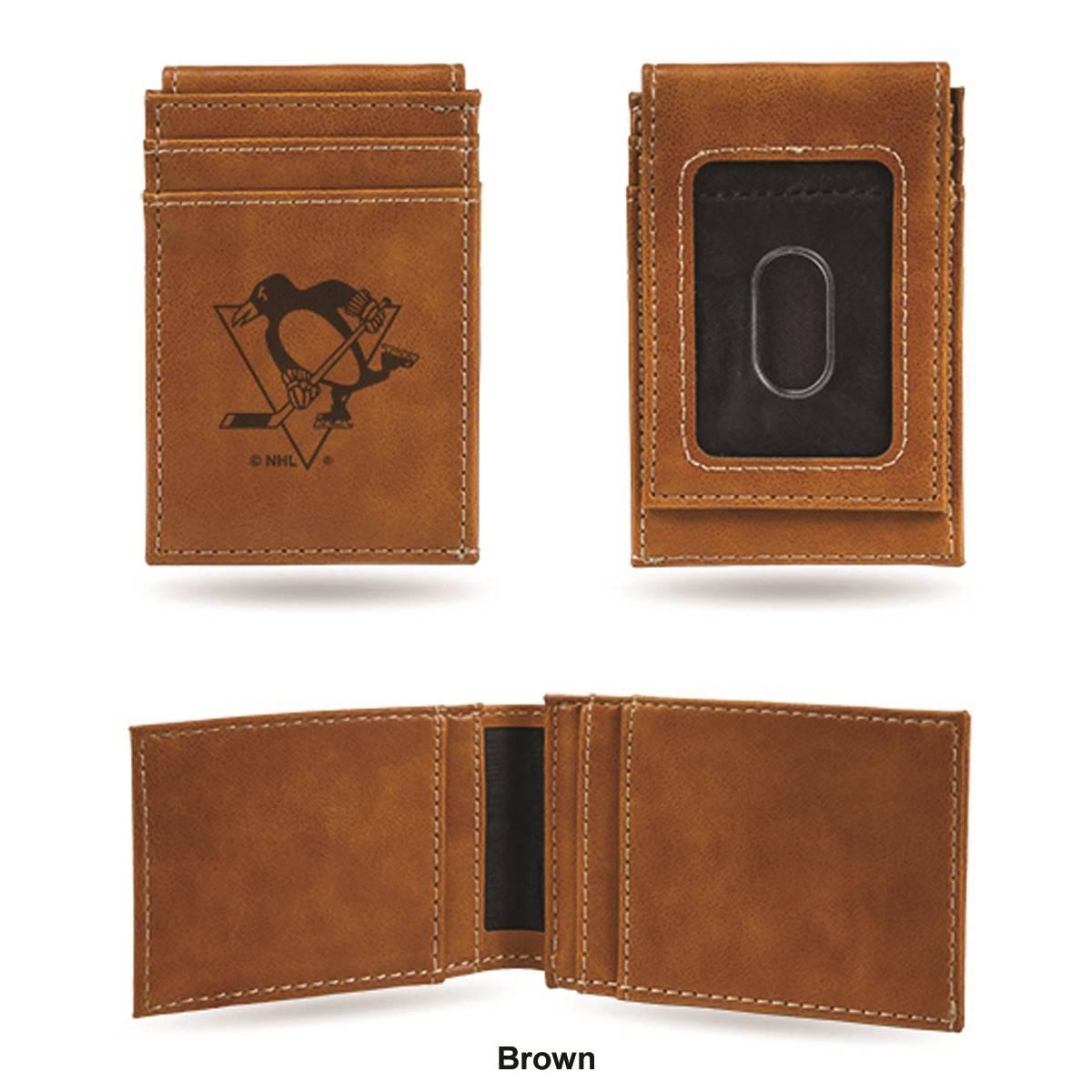 Mens NHL Pittsburgh Penguins Faux Leather Front Pocket Wallet