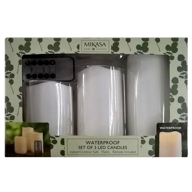 Mikasa® Outdoor LED Candles w/ Remote - Set of 3