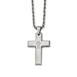 Mens Gentlemens Classics(tm) Cubic Zirconia Accented Cross Necklace