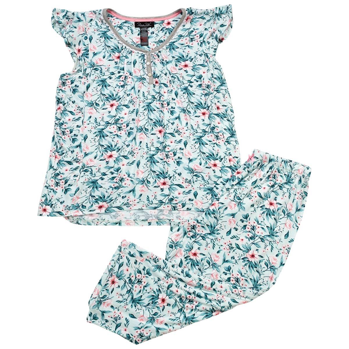Womens Rene Rofe Flutter Cap Sleeve Rayon Spand Tropical Floral