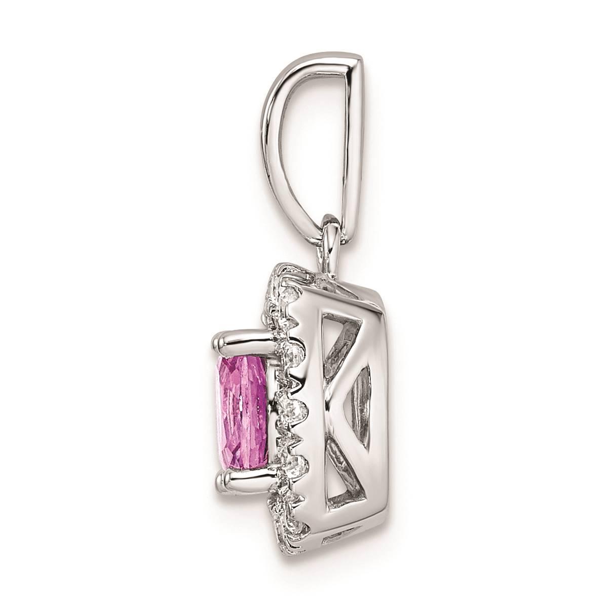 Pure Fire 14kt. White Gold Lab Created Pink Sapphire Halo Pendant