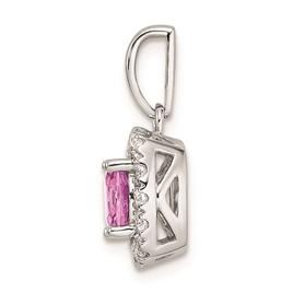 Pure Fire 14kt. White Gold Lab Created Pink Sapphire Halo Pendant