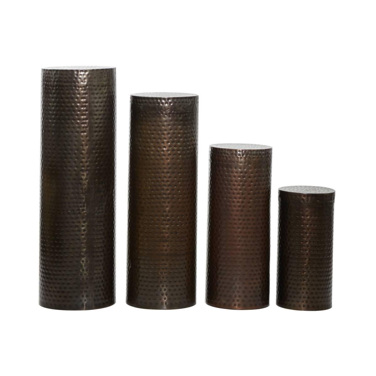 9th & Pike® Brown Metal Industrial Pedestal Table - Set of 4