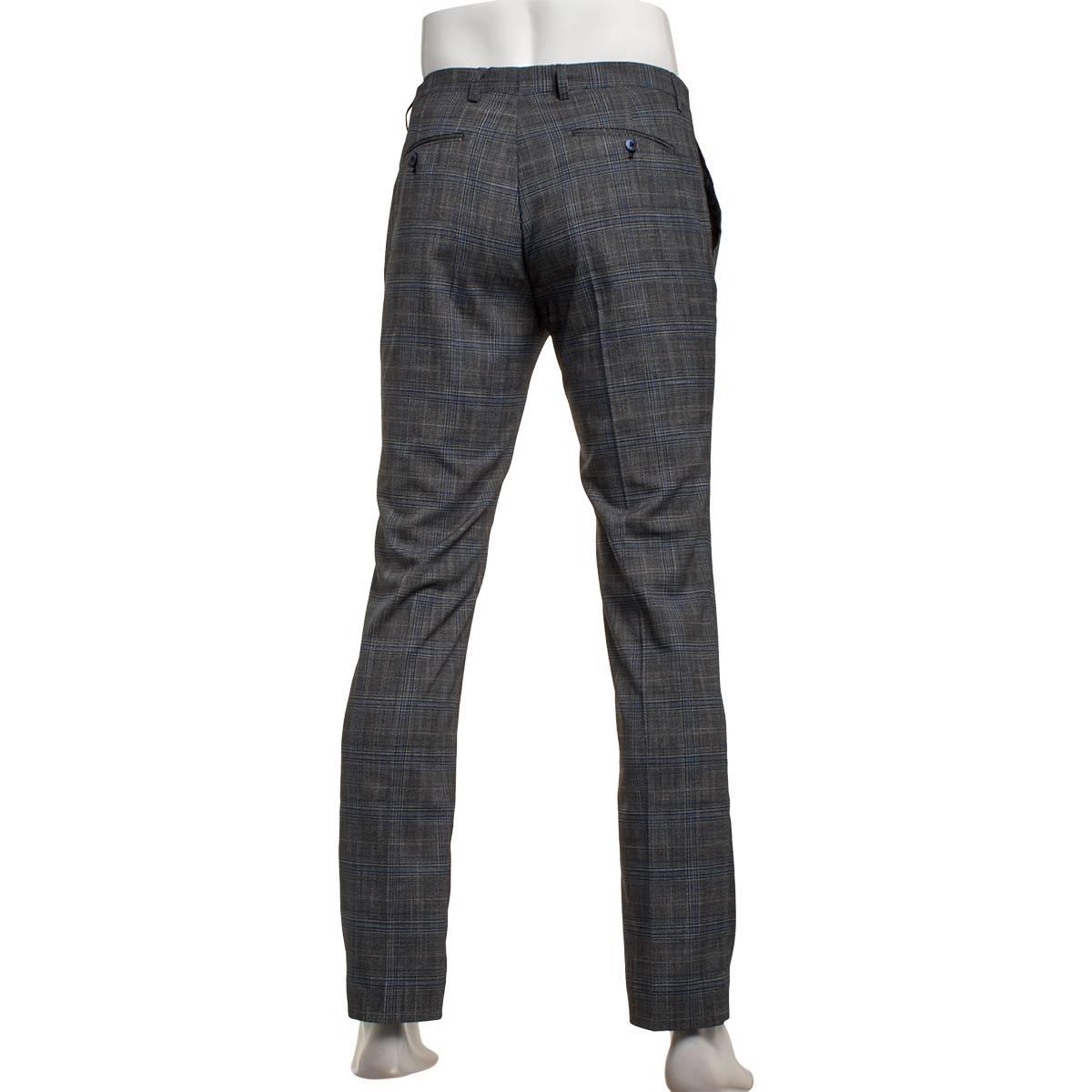 Mens Paisley & Gray Plaid Pants - Blue Black
