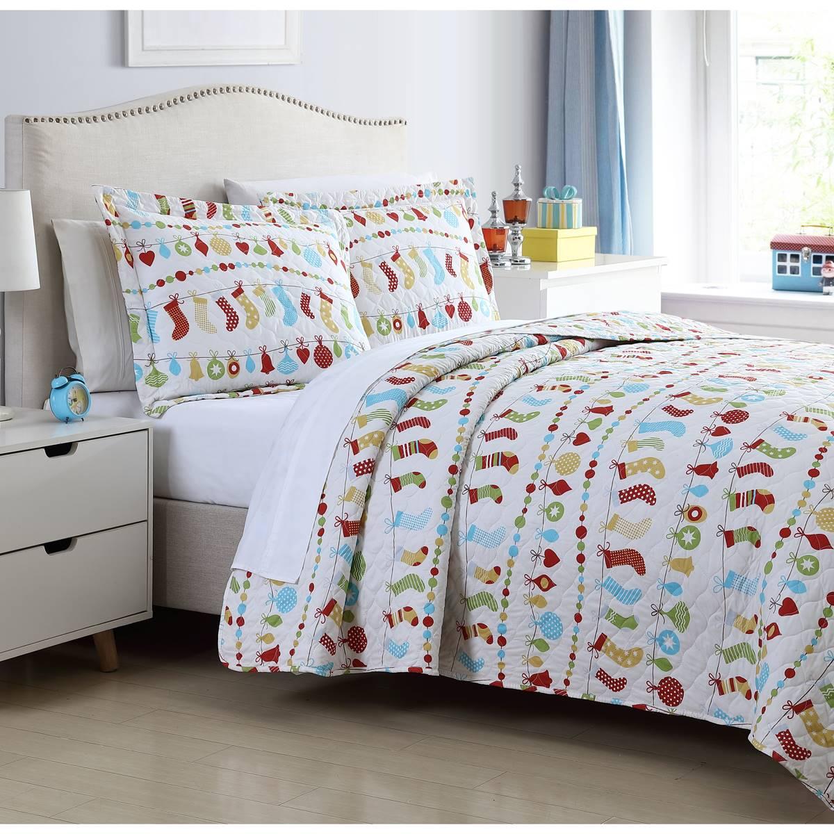 Spirit Linen Home™ Holiday Colorful Christmas Quilt Set