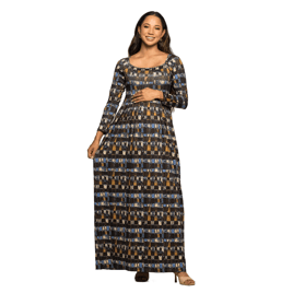 Womens 24/7 Comfort Apparel Geometric Empire Maternity Maxi Dress