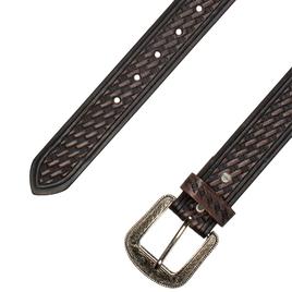 Mens Montauk Leather Club Braid Tooled Western Belt
